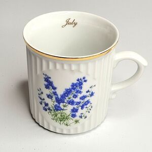 Original Bohemia Crown D JULY Flower of The Mth LARKSPUR Mug Cup Czech Republik